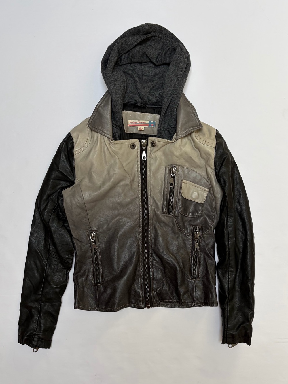 Vintage Havana Kids Hooded Faux Leather Jacket